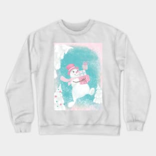 Cute Christmas Snowman Pink and Mint Crewneck Sweatshirt